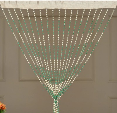 VOBLIN 213 cm (7 ft) Blends Semi Transparent Long Door Curtain Single Curtain(Solid, Green)