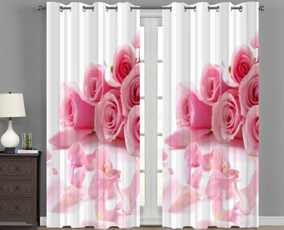 s23 154 cm (5 ft) Window Polyester Room Darkening Curtain Single Curtain(Pink, Floral)