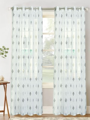 HOMADORN 153 cm (5 ft) Blends Semi Transparent Window Curtain (Pack Of 2)(Printed, Multicolor)