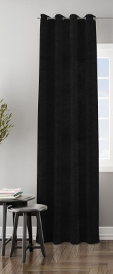 HOMEMONDE 243 cm (8 ft) Velvet Room Darkening Shower Curtain Single Curtain(Solid, Black)