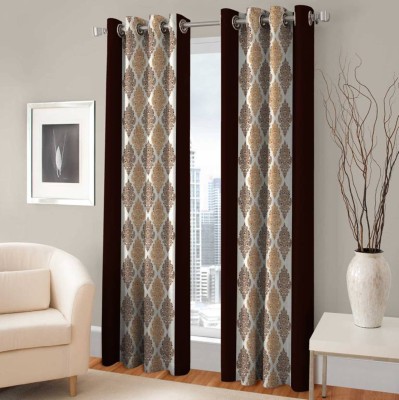 Ivanick 212 cm (7 ft) Polyester Blackout Door Curtain (Pack Of 2)(Printed, Brown)