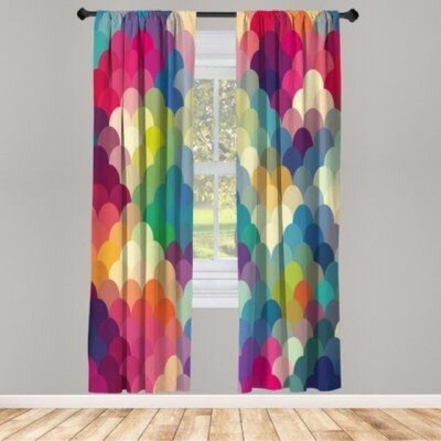 nobel fab 154 cm (5 ft) Polyester Room Darkening Window Curtain (Pack Of 2)(Geometric, Multicolor)