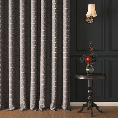 Story@home 275 cm (9 ft) Long Door Polyester Blackout Curtain Single Curtain(Grey, Printed)