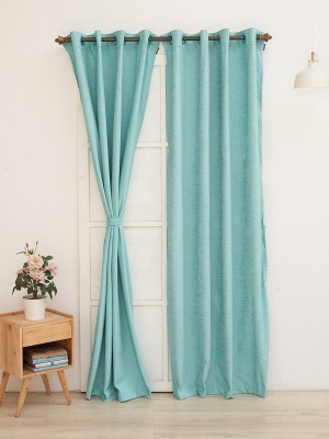 Ariana 274 cm (9 ft) Polyester Semi Transparent Long Door Curtain Single Curtain(Solid, Blue)