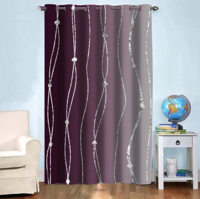 Tample Fab 154 cm (5 ft) Window Polyester Room Darkening Curtain Single Curtain(Brown, Printed)