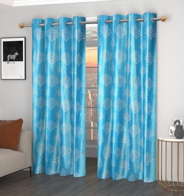 kiara Creations 182 cm (6 ft) Polyester Semi Transparent Shower Curtain (Pack Of 2)(Floral, Aqua)