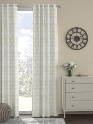 ROSARA HOME 275 cm (9 ft) Polyester Semi Transparent Long Door Curtain Single Curtain(Printed, Off White)