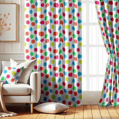Vargottam 213 cm (7 ft) Door Polyester Blackout Curtain (Pack Of 2)(Red & Blue, Abstract)