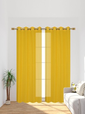 DAKSH 243 cm (8 ft) Polyester Semi Transparent Door Curtain (Pack Of 2)(Self Design, Yellow)