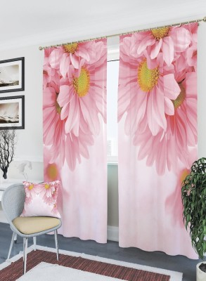 VSD 274 cm (9 ft) Polyester Room Darkening Long Door Curtain (Pack Of 2)(Floral, Pink)