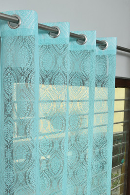 Galaxy Drape 274 cm (9 ft) Long Door Net Transparent Curtain (Pack Of 2)(Aqua, Self Design)