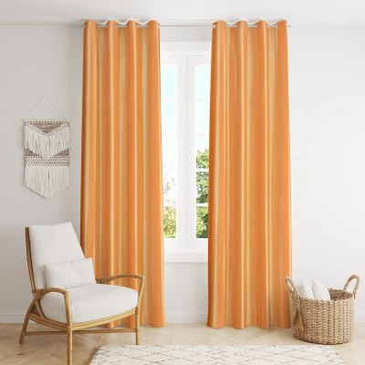 vjk fab 213 cm (7 ft) Polyester Room Darkening Door Curtain (Pack Of 2)(Plain, Golden)