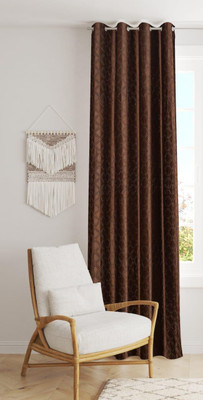BLENZZA DECO 152 cm (5 ft) Window Polyester Room Darkening Curtain Single Curtain(Coffee, Self Design)