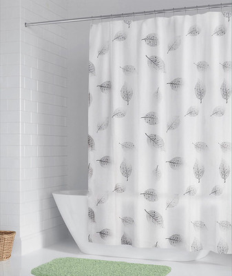 Voroly 182 cm (6 ft) Long Door Polyester, Blends Room Darkening Curtain Single Curtain(Grey Leaf, Printed)