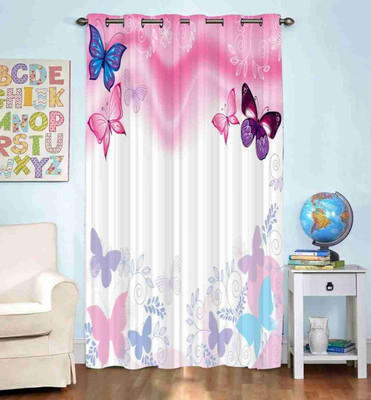 Fashion Point 214 cm (7 ft) Door Polyester Room Darkening Curtain Single Curtain(Pink, Floral)