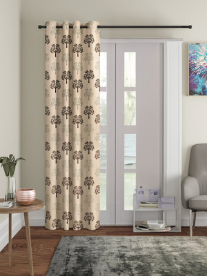 Cortina 210 cm (7 ft) Door Polyester Semi Transparent Curtain Single Curtain(Brown, Beige, Printed)