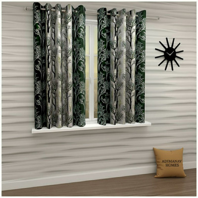 Adimanav 152.4 cm (5 ft) Window Polyester Semi Transparent Curtain (Pack Of 2)(Green, Self Design)