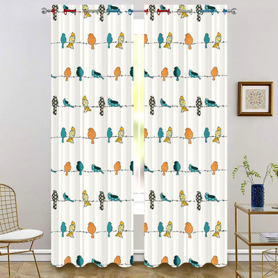 s23 214 cm (7 ft) Door Polyester Room Darkening Curtain Single Curtain(Orange, Printed)