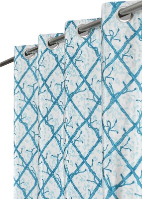 FABDRAPE 243.84 cm (8 ft) Polyester Room Darkening Shower Curtain (Pack Of 2)(Printed, Aqua)