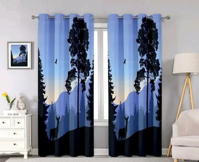 DD8 214 cm (7 ft) Door Polyester Room Darkening Curtain Single Curtain(Black, Printed)