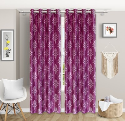 Ville Style 274 cm (9 ft) Polyester Semi Transparent Long Door Curtain (Pack Of 2)(Floral, Wine)