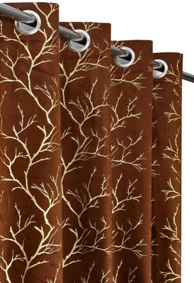 Laying Style 214 cm (7 ft) Door Polyester Blackout Curtain (Pack Of 2)(Polyester Sheer Door Curtains for Door 7 Feet - Pack of 2, Brown, Printed)