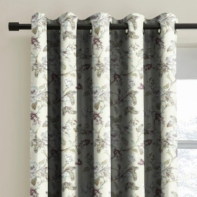 NEFERTITI HOME 213.36 cm (7 ft) Polyester Blackout Door Curtain Single Curtain(Floral, Sea green pink)
