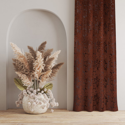 Kraftiq Homes 152 cm (5 ft) Velvet Room Darkening Window Curtain Single Curtain(Self Design, Brown)
