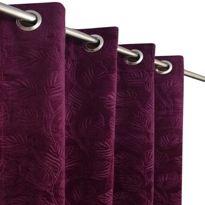 Home Décor Kart 152 cm (5 ft) Velvet Room Darkening Window Curtain (Pack Of 2)(Self Design, Wine)