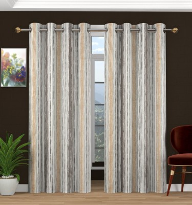 La elite 152 cm (5 ft) Polyester Room Darkening Window Curtain (Pack Of 2)(Striped, Brown)