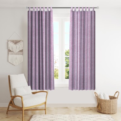 Lakshmi 152 cm (5 ft) Cotton Semi Transparent Window Curtain (Pack Of 2)(Striped, River White)