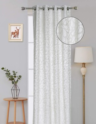 Elegance 152 cm (5 ft) Polycotton Semi Transparent Window Curtain Single Curtain(Floral, White)