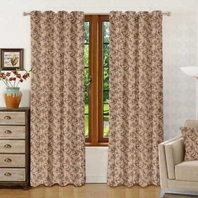 THE DRAPE DIARY 213 cm (7 ft) Polyester, Cotton Room Darkening Door Curtain Single Curtain(Abstract, Coffee)