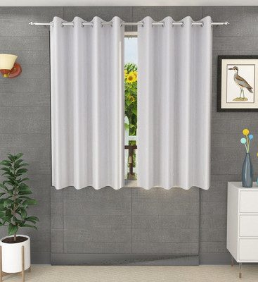 Flipkart SmartBuy 150 cm (5 ft) Window Polyester Curtain (Pack Of 2)(White, Plain)