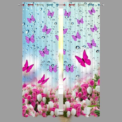 S4v 274 cm (9 ft) Polyester Room Darkening Long Door Curtain (Pack Of 2)(Floral, Pink)