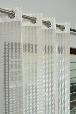 Galaxy Drape 213 cm (7 ft) Door Net Transparent Curtain (Pack Of 2)(Cream, Self Design)