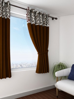 SWAYAM 152 cm (5 ft) Cotton Room Darkening Window Curtain (Pack Of 2)(Solid, Choco)