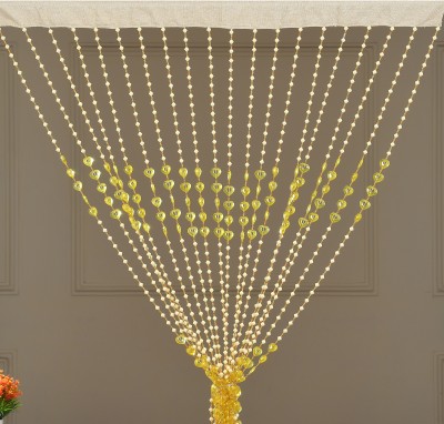 GOYTEX 274.32 cm (9 ft) PVC Semi Transparent Long Door Curtain Single Curtain(Self Design, Yellow)