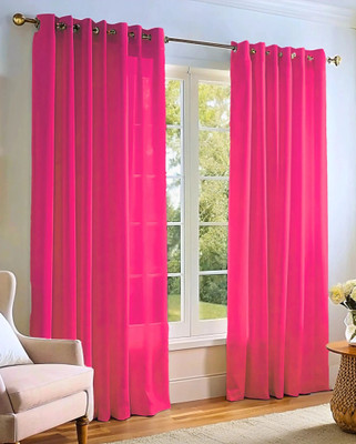 Kanodia Poly Fab 213 cm (7 ft) Door Polyester Semi Transparent Curtain (Pack Of 2)(Pink, Solid)