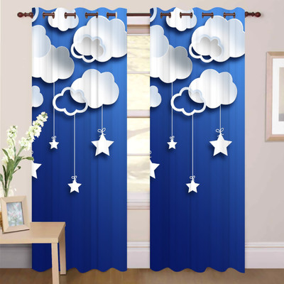 AAI 154 cm (5 ft) Window Polyester Room Darkening Curtain Single Curtain(White, Floral)