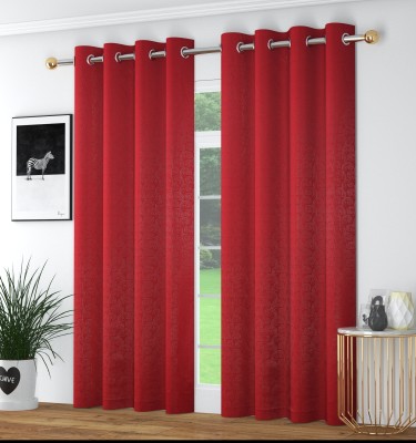La elite 152 cm (5 ft) Polyester Blackout Window Curtain (Pack Of 2)(Self Design, Maroon)
