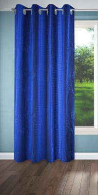 The Household 213 cm (7 ft) Polyester Semi Transparent Door Curtain Single Curtain(Abstract, Royal Blue)