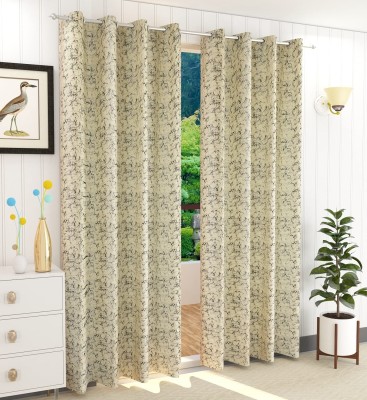 Panipat Textile Hub 153 cm (5 ft) Velvet Room Darkening Window Curtain (Pack Of 2)(Printed, Pista)