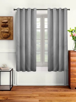 Easyhome 152 cm (5 ft) Polyester Blackout Window Curtain Single Curtain(Solid, Grey)