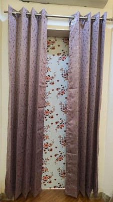 VHH 275 cm (9 ft) Long Door Polyester Blackout Curtain (Pack Of 2)(Maroon, Printed)