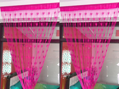 Gharsaaz 200 cm (7 ft) Door Net Semi Transparent Curtain (Pack Of 2)(Dark Pink, Self Design)
