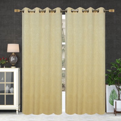 DAKSH 152 cm (5 ft) Polyester Room Darkening Window Curtain (Pack Of 2)(Self Design, Cream)