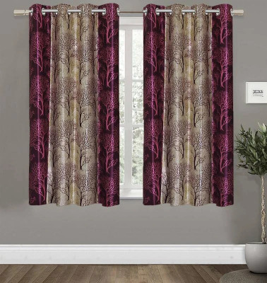 Adimanav 152.4 cm (5 ft) Window Polyester Semi Transparent Curtain (Pack Of 2)(Purple, Printed)