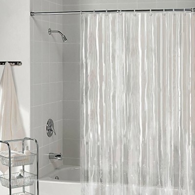 WIN WORLD 245 cm (8 ft) PVC Shower Curtain Single Curtain(Plain, White)