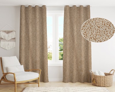 Elegance 274 cm (9 ft) Polyester Blackout Long Door Curtain (Pack Of 2)(Floral, Raindrop chocolate)